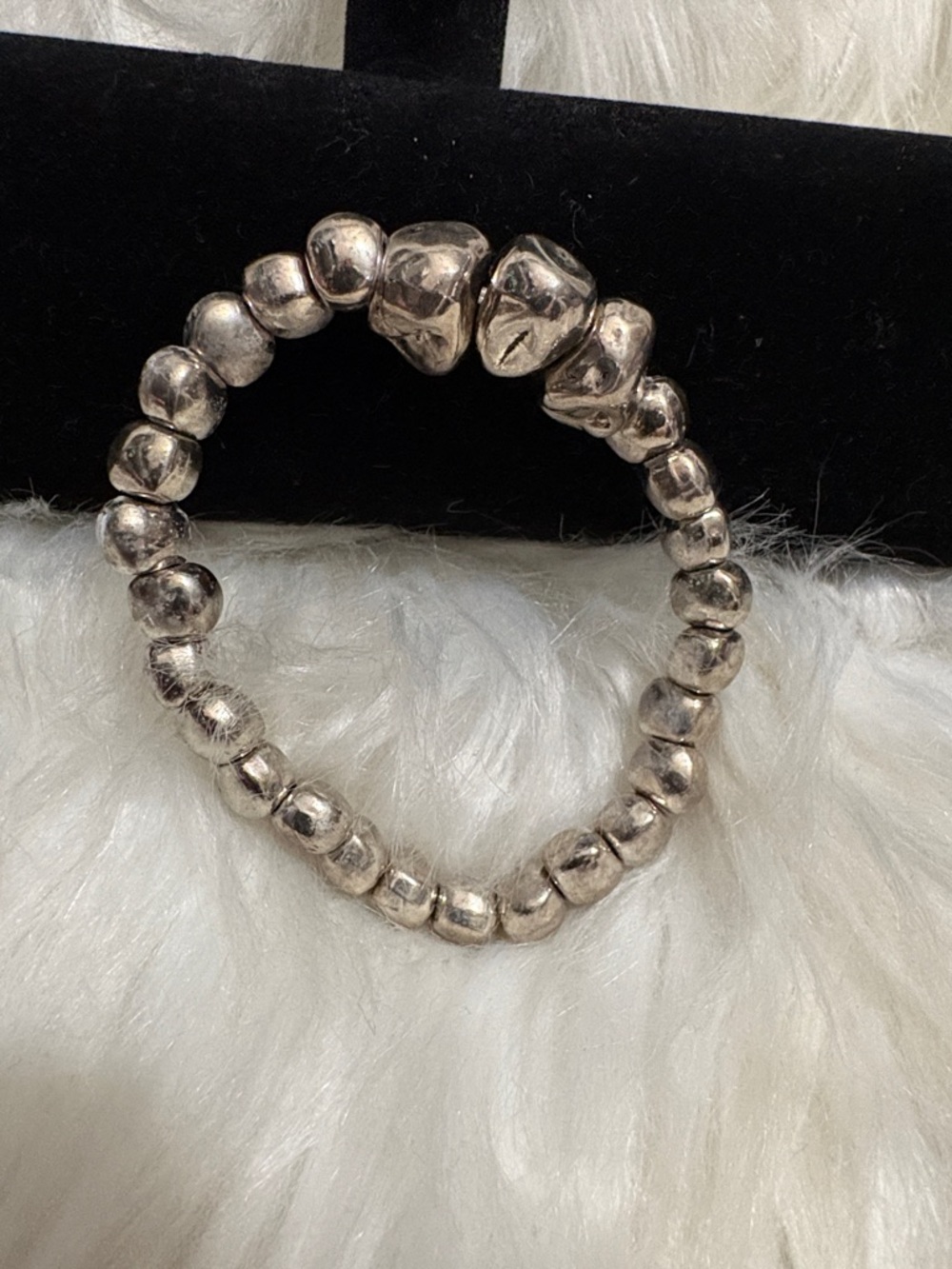 Silver Beaded Stretch Bracelet